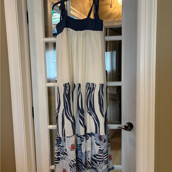 Say European Elegant Blue and White Unique Zebra Print Maxi Dress S Euro 40 - Picture 3 of 12